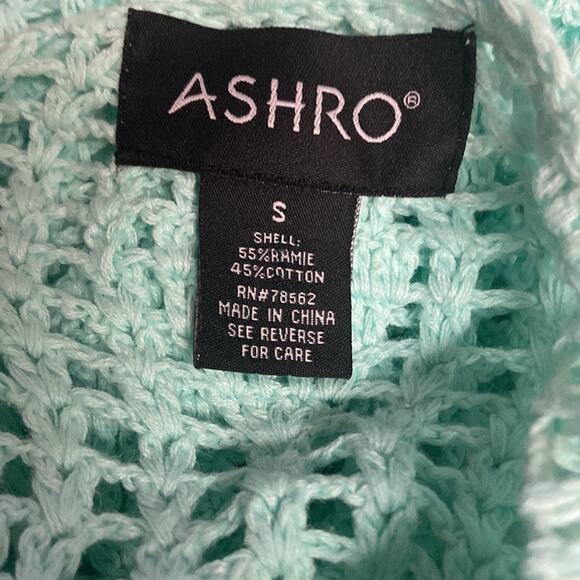 ASHRO Crochet Suit Aqua-Mint Jacket Dress Church Party Resort Cruise Office - Picture 13 of 15